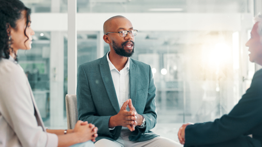 Business people, meeting and hr for compliance, complaint or discipline in office.