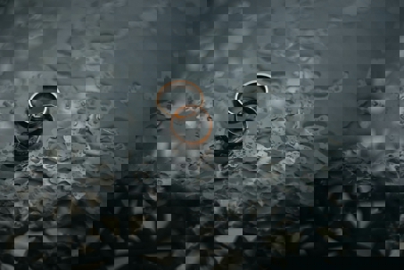 wedding rings in rain
